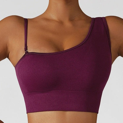 Oblique Shoulder Yoga Clothes Tops - Stregactive