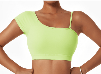 Oblique Shoulder Yoga Clothes Tops - Stregactive