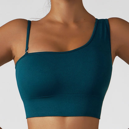 Oblique Shoulder Yoga Clothes Tops - Stregactive