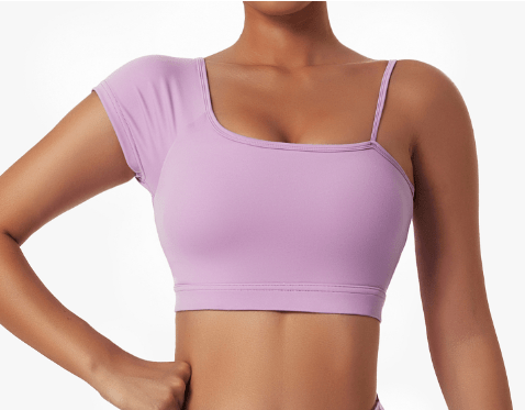 Oblique Shoulder Yoga Clothes Tops - Stregactive