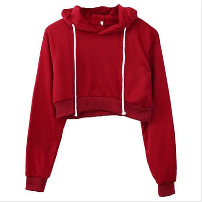 Women Cropped HoodieSolid color long sleeve ladies hoodie - Stregactive