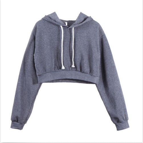 Women Cropped HoodieSolid color long sleeve ladies hoodie - Stregactive