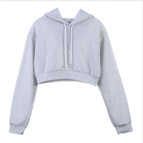 Women Cropped HoodieSolid color long sleeve ladies hoodie - Stregactive